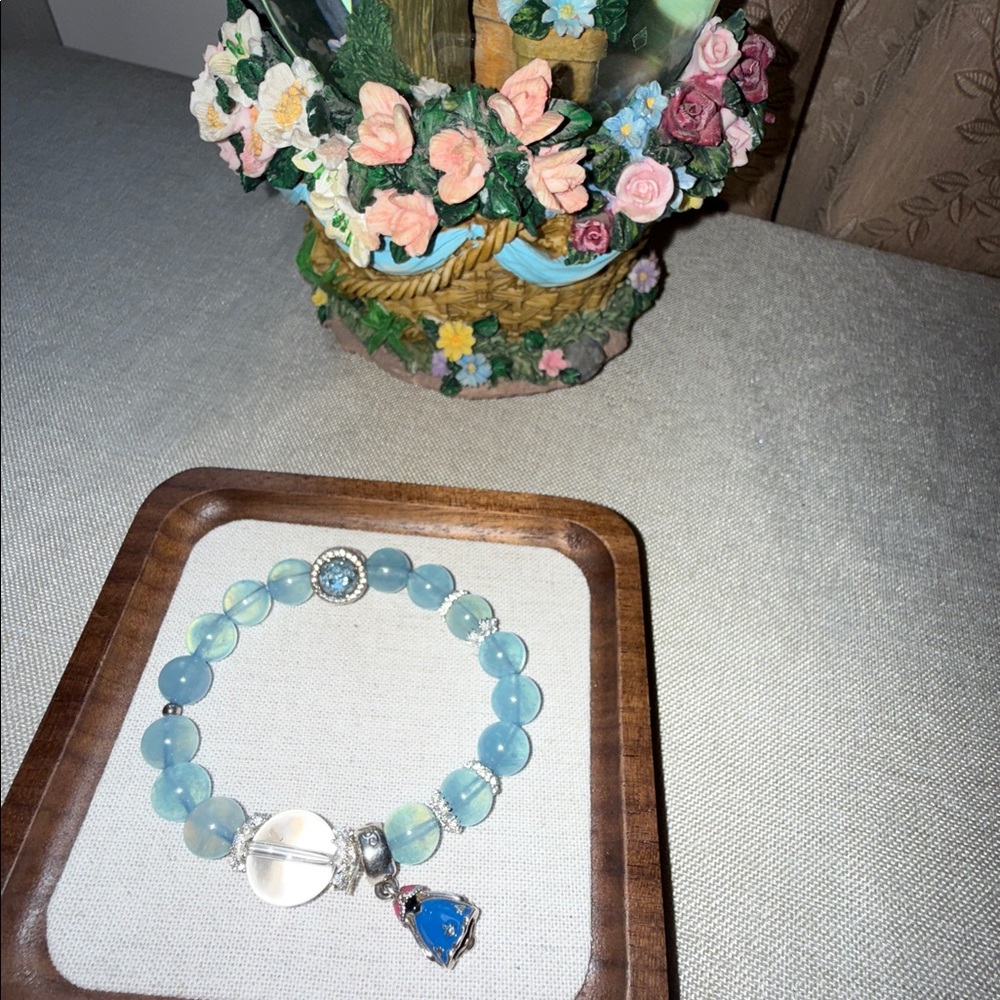 Natural Aquamarine with Pandora Charm Bracelet